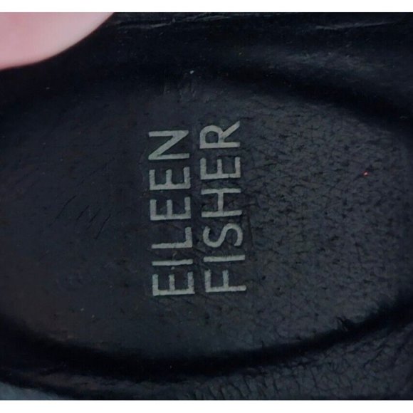 Eileen Fisher Black Leather Eddy Oxford Lace Up Platform Shoes Size 9.5 - Picture 5 of 7